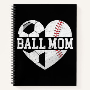 Ball mam Shirt Heart Funny Baseball Soccer Mam Notitieboek