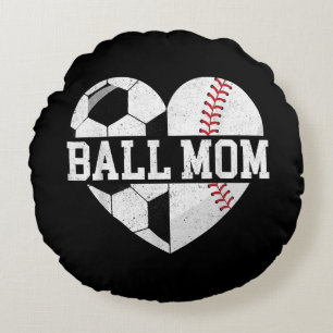 Ball mam Shirt Heart Funny Baseball Soccer Mam Rond Kussen