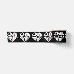 Ball mam Shirt Heart Funny Baseball Soccer Mam Satijnen Lint