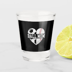 Ball mam Shirt Heart Funny Baseball Soccer Mam Shot Glas