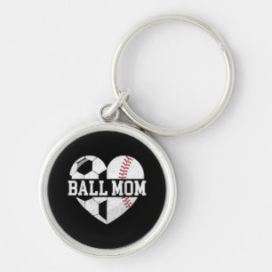 Ball mam Shirt Heart Funny Baseball Soccer Mam Sleutelhanger