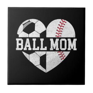 Ball mam Shirt Heart Funny Baseball Soccer Mam Tegeltje
