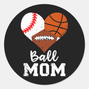 Ball mama Funny Baseball Football Basketball mama Ronde Sticker