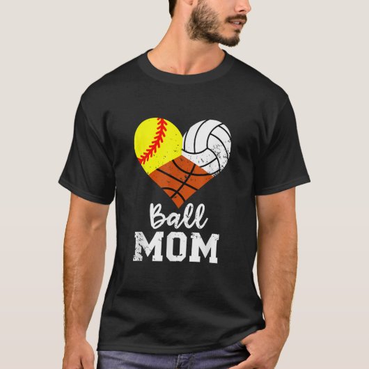 Ball mama Funny Softball Volleyball Basketball mam T-shirt (Voorkant)