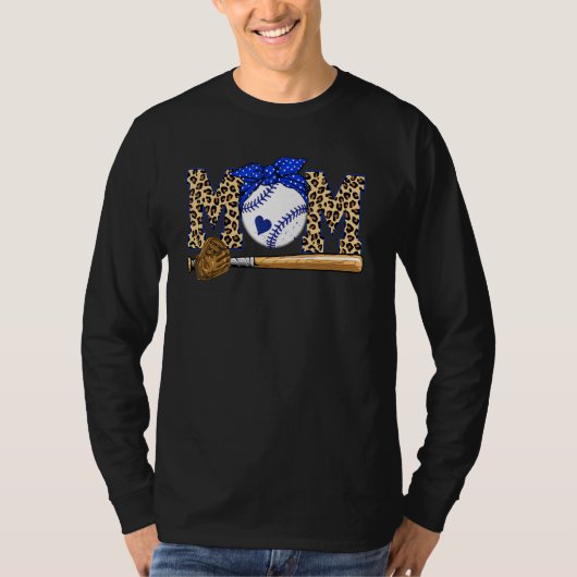 Ball mama Happy Moederdag Teeball Mam Leopard 2 T-shirt (Voorkant)