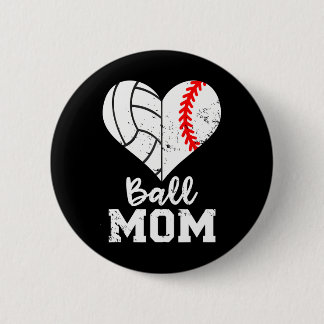 Ball mama Heart Funny Baseball Volleyball mama Ronde Button 5,7 Cm