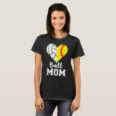Ball mama Heart Softball Volleyball mama T-shirt (Voorkant volledig)
