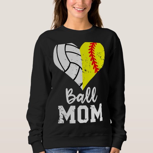 Ball mama Heart Softball Volleyball mama Trui (Voorkant)