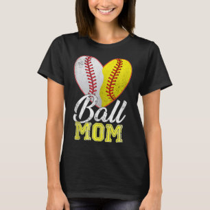 Ball mama mama Heart Baseball Softball moeder T-shirt