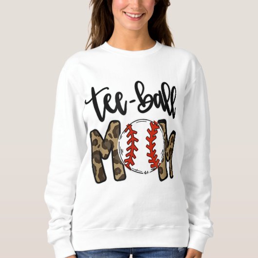 Ball mama Moederdag Gift Teeball Ma Leopard Fun Trui (Voorkant)