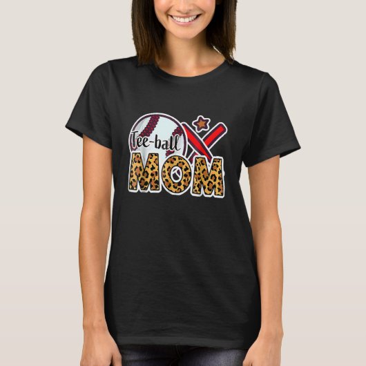 Ball mama Moederdag Teeball Ma Leopard Softball T-shirt (Voorkant)