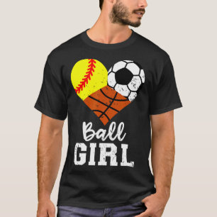 Ball Meisje Fun Softbal Voetbal Basketbal Meisje T-shirt