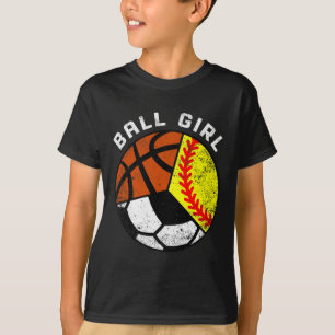 Ball Meisje Fun Softbal Voetbal Basketballer T-shirt
