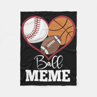Ball Meme Baseball Football Basketbal Hart Fleece Deken