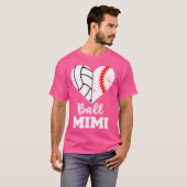Ball Mimi Funny Baseball Volleybal Hart T-shirt (Voorkant volledig)