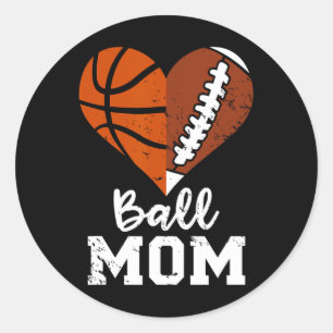 Ball Moeder Hart Leuk Football Basketbal Moeder Ronde Sticker
