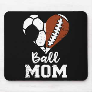 Ball Mom Heart Funny Football Voetbal Mom Muismat