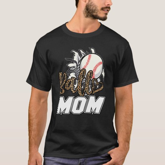 Ball Mom Leopard Baseball Softball Mama Women Moth T-shirt (Voorkant)