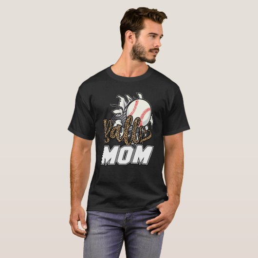 Ball Mom Leopard Baseball Softball Mama Women Moth T-shirt (Voorkant volledig)