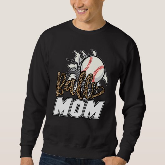 Ball Mom Leopard Baseball Softball Mama Women Moth Trui (Voorkant)
