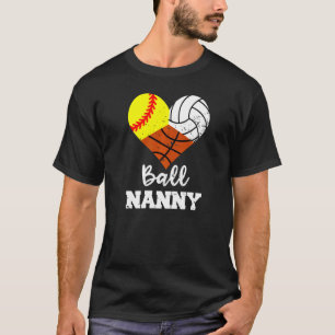 Ball Nanny Heart Softball T-shirt