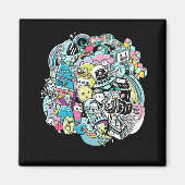 Ball of Cartoon Robots Magneet (Voorkant)