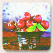 "Ball of Cherries Fruit" kotterfoto. Bestel nu Bier Onderzetter (Voorkant)