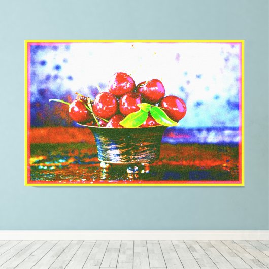 "Ball of Cherries Fruit" kotterfoto. Bestel nu Canvas Afdruk (Insitu (Houten vloer))