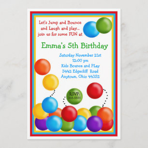 Ball Pit, Bounce House, Birthday Uitnodigingen