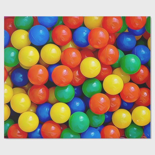 Ball Pit Bouncy Balls blauw, groen, rood, geel Cadeaupapier (Vlak)