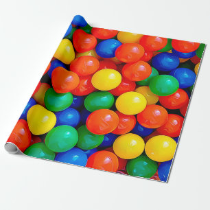 Ball Pit Bouncy Balls blauw, groen, rood, geel Cadeaupapier