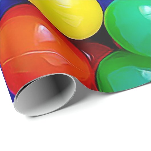 Ball Pit Bouncy Balls blauw, groen, rood, geel Cadeaupapier (Rol Hoek)