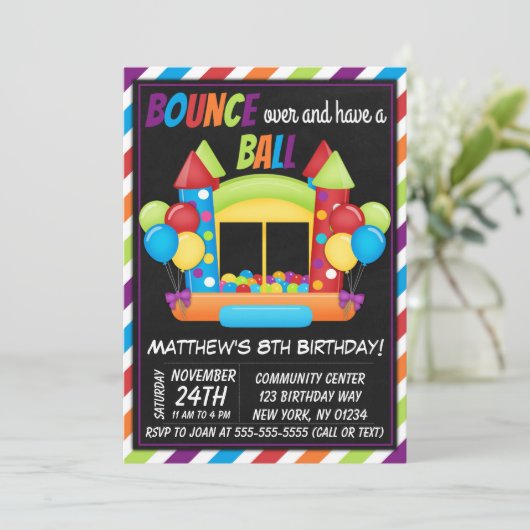 Ball Pit Fun Party Uitnodiging Kinderen Verjaardag (Staand voorkant)