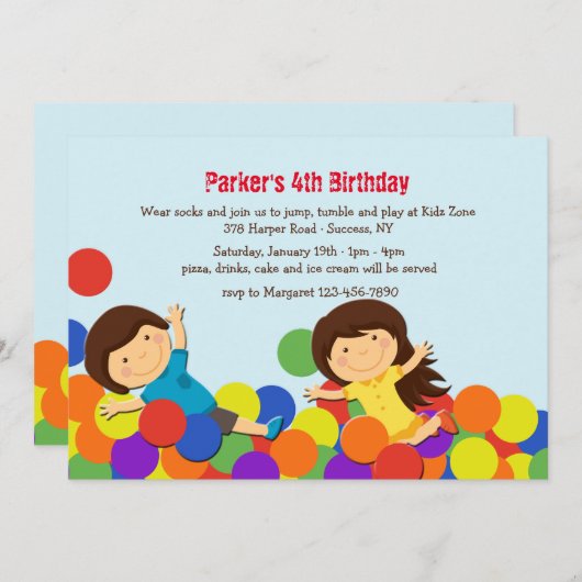 Ball Pit Party uitnodiging (Voorkant / Achterkant)