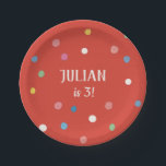 Ball Pit Polka Dots Kids Birthday Party Papieren Bordje<br><div class="desc">Ball pit inspireerde polka stippen in fel speelse kleuren. Dit ontwerp is ontworpen om te coördineren met de uitnodiging van Origami Prints om kinderen te verjagen.</div>