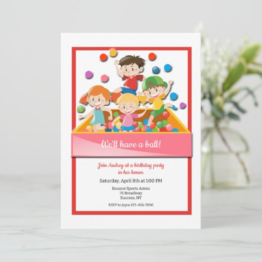 Ball Pit-uitnodigingen Kaart (Staand voorkant)