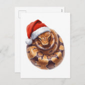 Ball Python in Santa Hat Watercolor Feestdagenkaart (Voorkant / Achterkant)