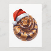 Ball Python in Santa Hat Watercolor Feestdagenkaart (Voorkant)