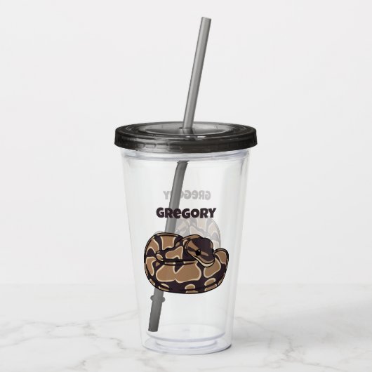 Ball Python Snake, Brown and Tan Personalized Acryl Drinkbeker (Achterkant)