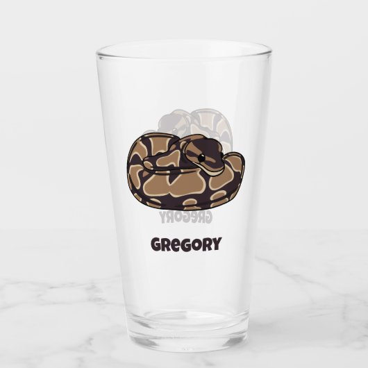 Ball Python Snake, Brown and Tan Personalized Glas (Voorkant)