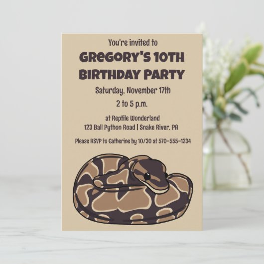 Ball Python Snake, Brown and Tan Personalized Kaart (Staand voorkant)