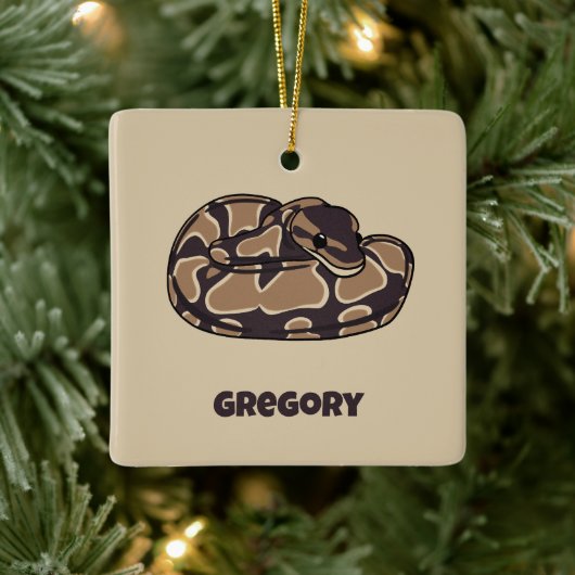 Ball Python Snake, Brown and Tan Personalized Keramisch Ornament (Boom)