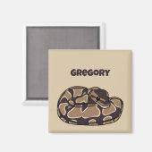 Ball Python Snake, Brown and Tan Personalized Magneet (Voorkant / Achterkant)