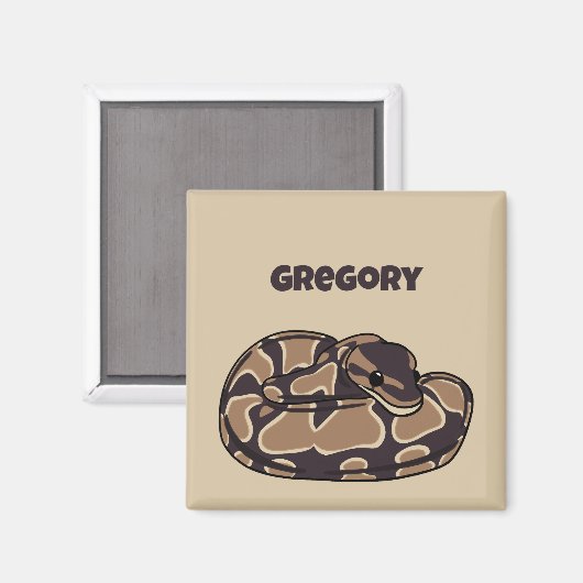 Ball Python Snake, Brown and Tan Personalized Magneet (Voorkant / Achterkant)