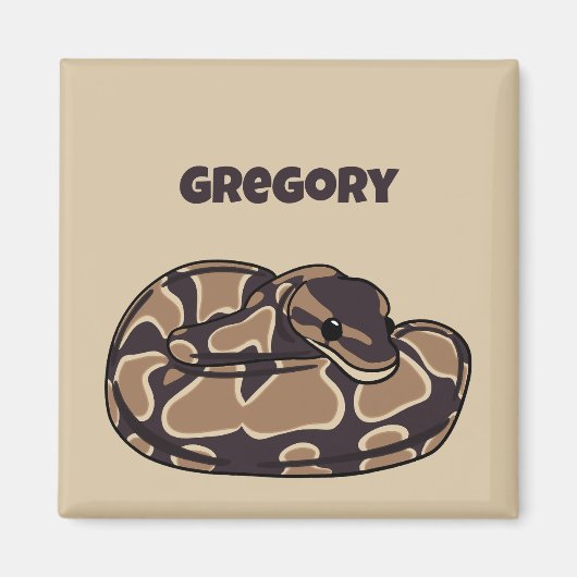 Ball Python Snake, Brown and Tan Personalized Magneet (Voorkant)