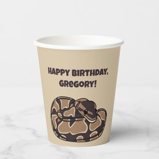 Ball Python Snake, Brown and Tan Personalized Papieren Bekers (Voorkant)
