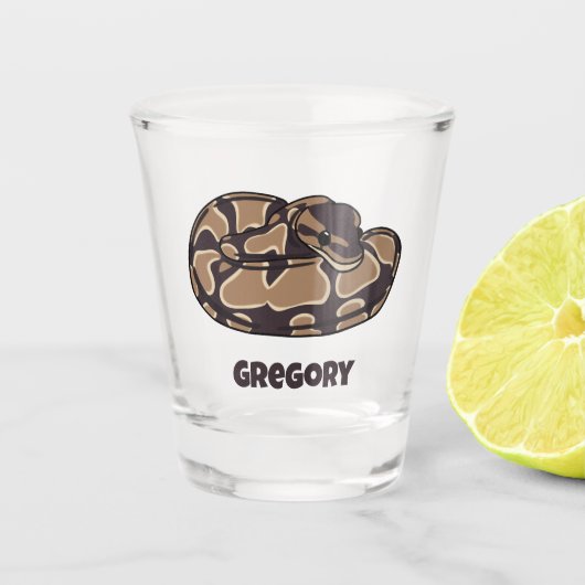 Ball Python Snake, Brown and Tan Personalized Shot Glas (Voorkant)