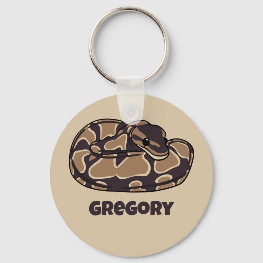 Ball Python Snake, Brown and Tan Personalized Sleutelhanger (Voorkant)