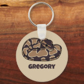 Ball Python Snake, Brown and Tan Personalized Sleutelhanger (Voorkant)