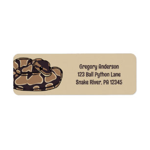 Ball Python Snake, Brown and Tan Return Address Etiket